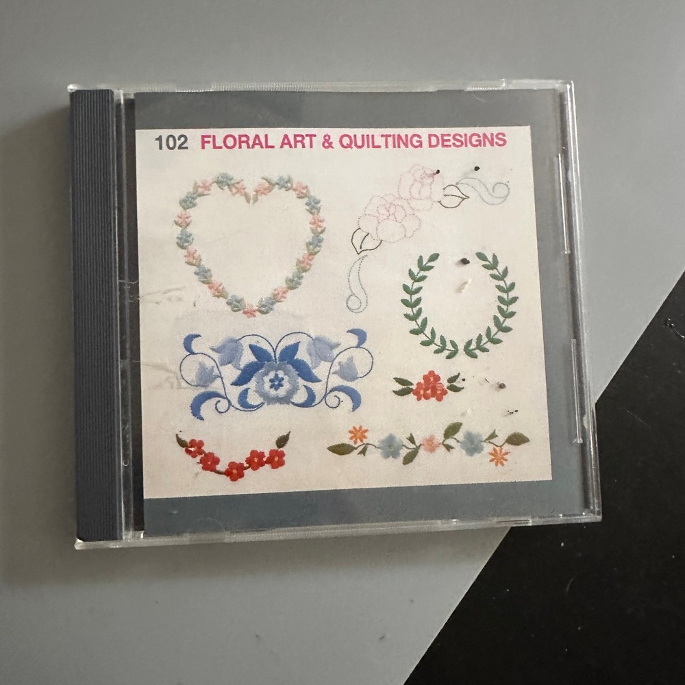 Janome Memory Card 102 Floral Art & Quilting Designs Embroidery Vintage 1995